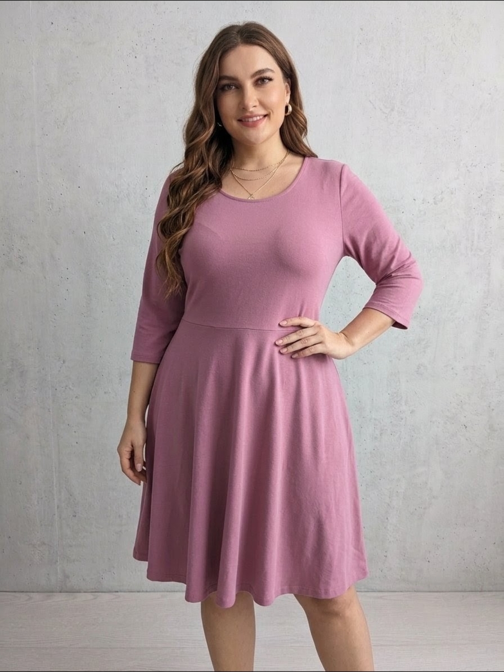 George Mauve Scoop-Neck Fit & Flare Midi Dress